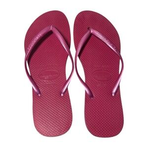 Havaianas Slim 7/8 Women's Flip Flops Pink Rubber Thong Sandals